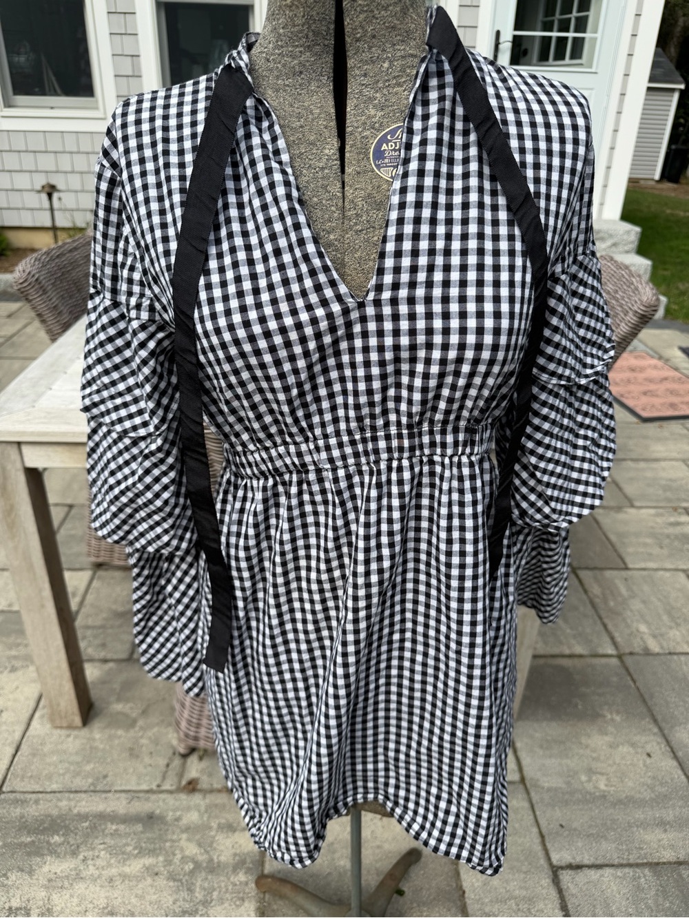 Walter Baker 100% cotton Black & White Gingham V-Neck dress